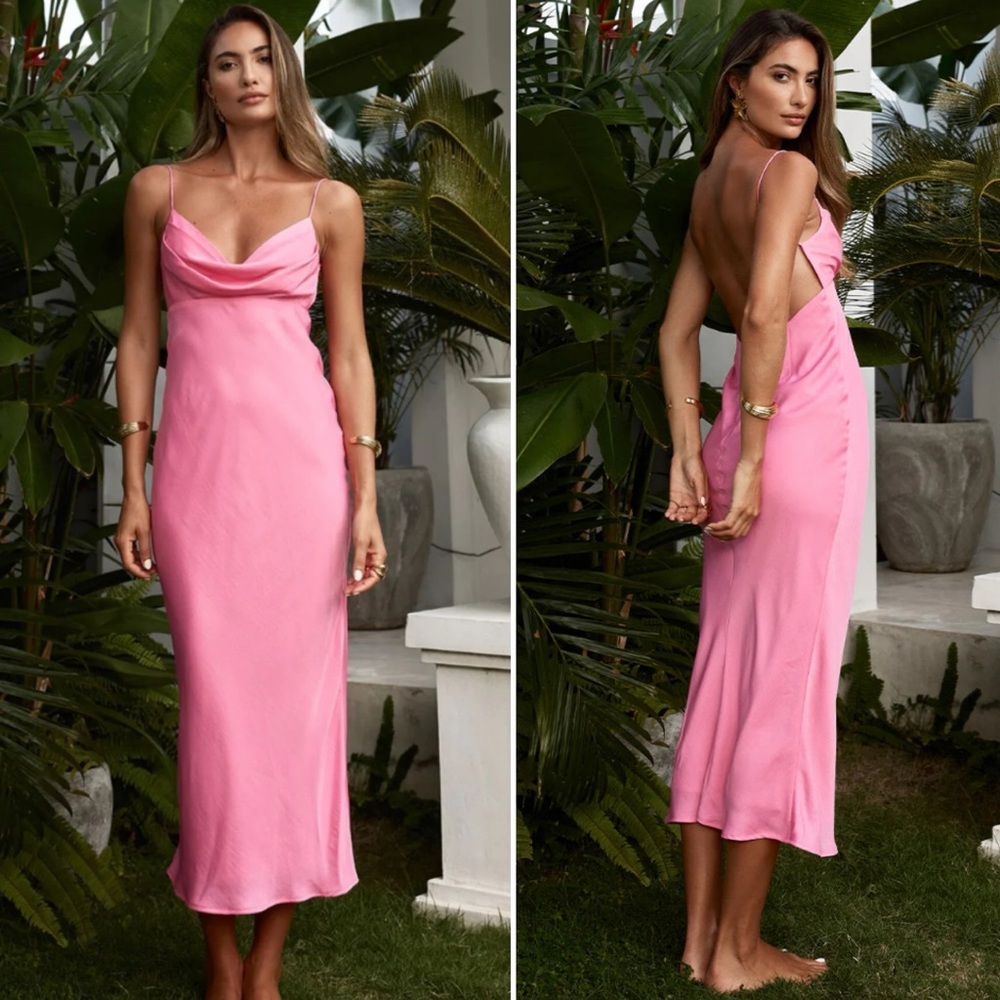 Runaway The Label NWT Womens Isola Midi Dress Pink size S
